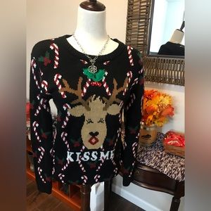 Reindeer Ugly Christmas Sweater Kiss Me 💋 - size S